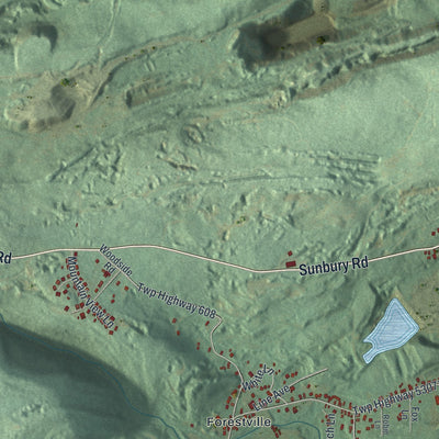 Second close-up of the map of Cass, Schuylkill County, Pennsylvania print showing more streets and buildings