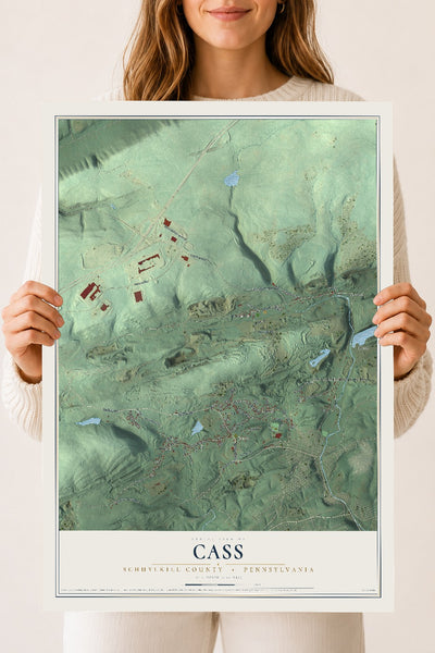 Map of Cass, Schuylkill County, Pennsylvania, 18 x 24 inch unframed archival matte print
