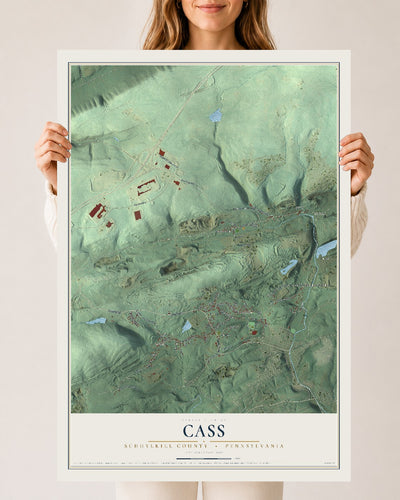 Map of Cass, Schuylkill County, Pennsylvania, 24 x 36 inch unframed archival matte print
