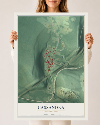 Map of Cassandra, Pennsylvania, 24 x 36 inch unframed archival matte print