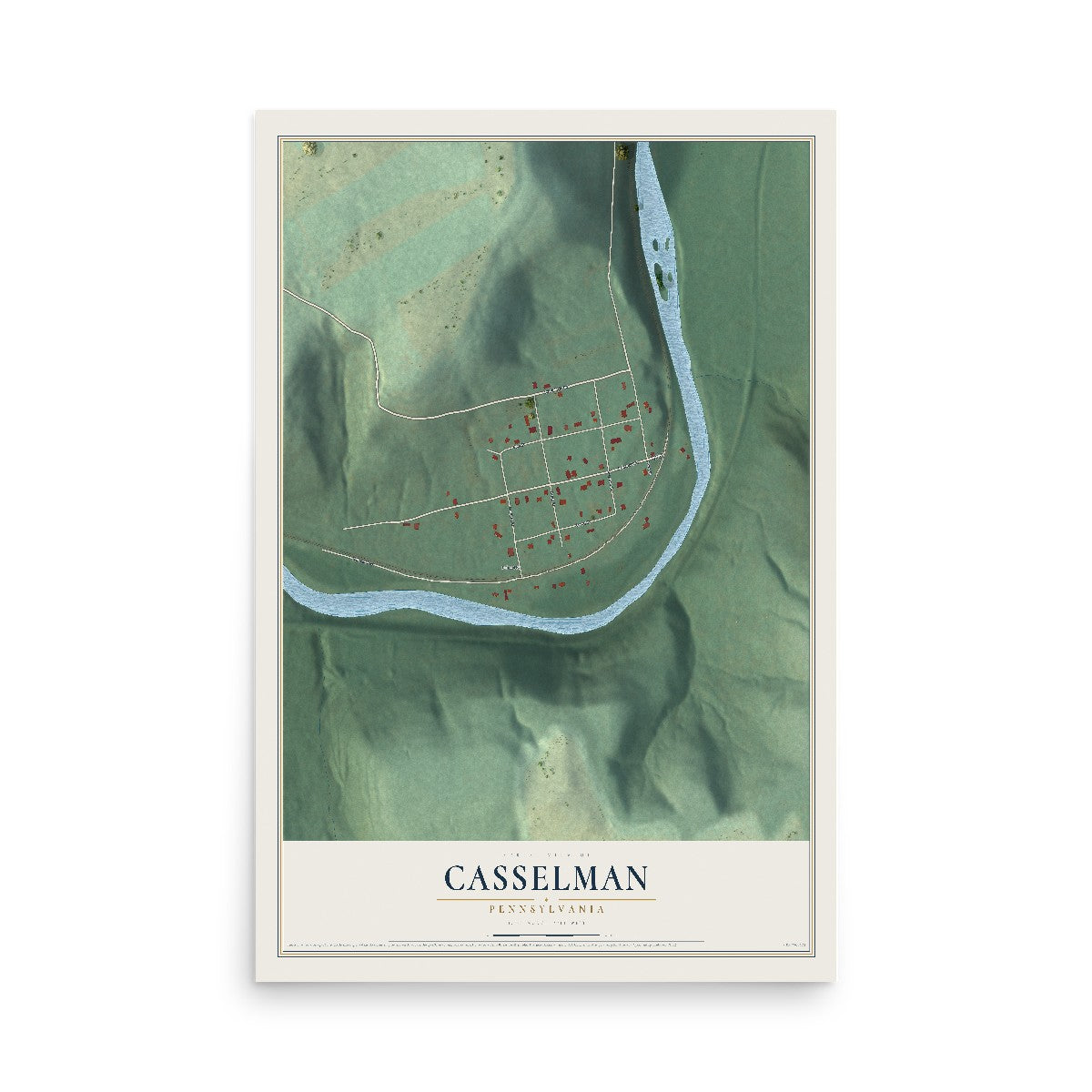 Map of Casselman, Pennsylvania, 12 x 18 inch unframed archival matte print