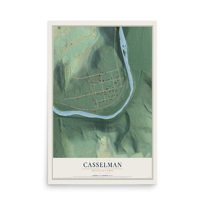 Map of Casselman, Pennsylvania, 12 x 18 inch unframed archival matte print