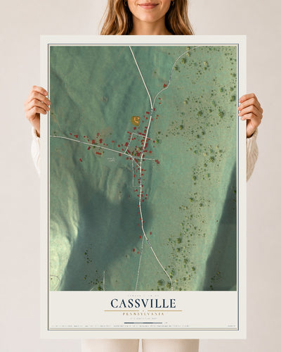 Map of Cassville, Pennsylvania, 24 x 36 inch unframed archival matte print