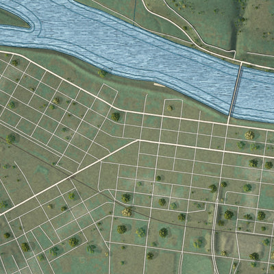 Close-up of the map of Castanea, Pennsylvania print showing street and building detail