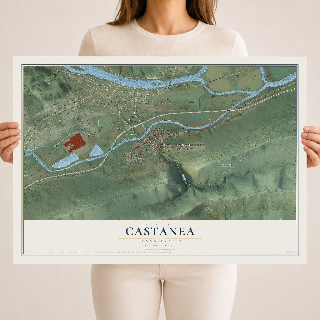 Map of Castanea, Pennsylvania, 18 x 24 inch unframed archival matte print