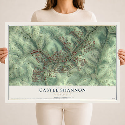 Map of Castle Shannon, Pennsylvania, 18 x 24 inch unframed archival matte print