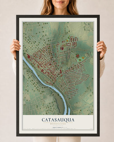 Map of Catasauqua, Pennsylvania, 24 x 36 inch print in a black wood frame