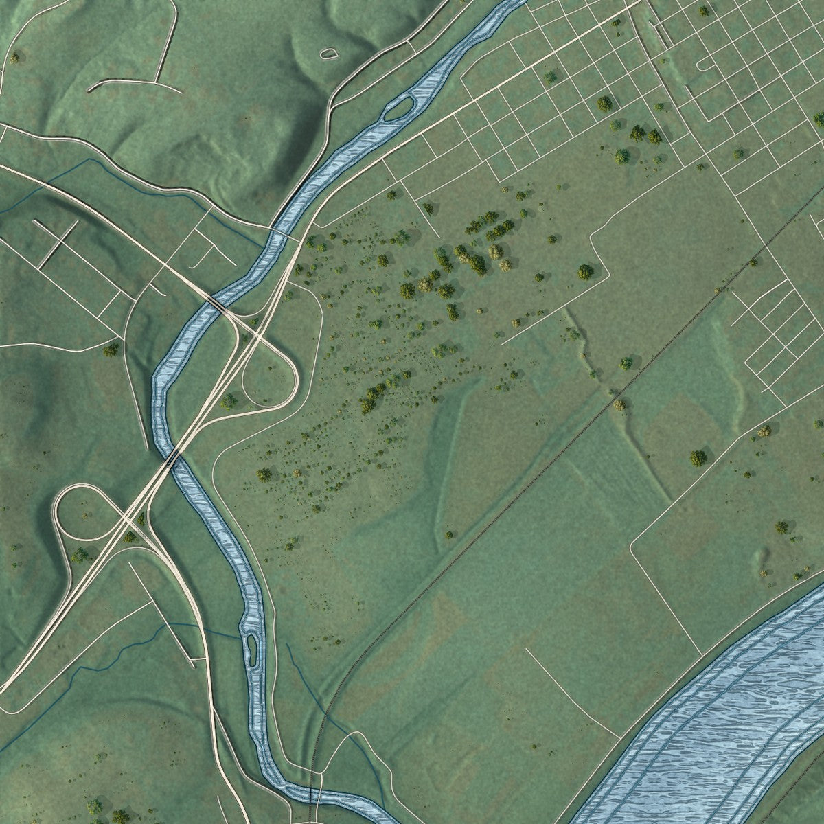 Second close-up of the map of Catawissa, Columbia County, Pennsylvania print showing more streets and buildings
