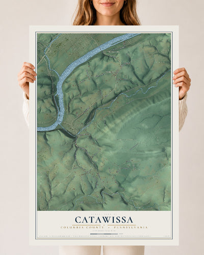 Map of Catawissa, Columbia County, Pennsylvania, 24 x 36 inch unframed archival matte print