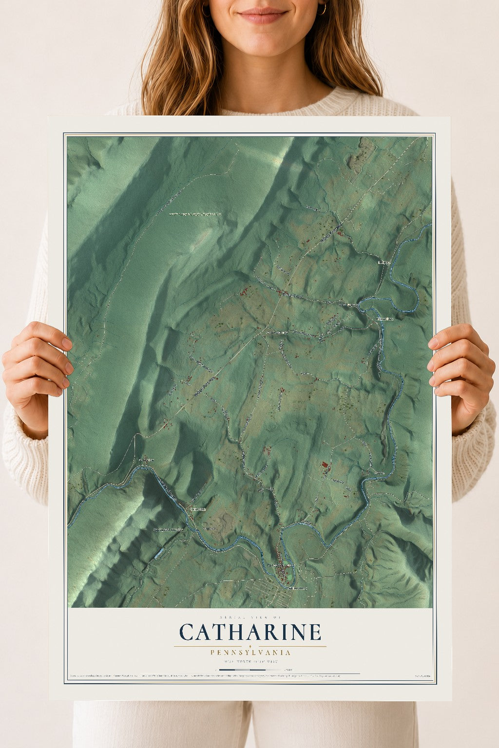 Map of Catharine, Pennsylvania, 18 x 24 inch unframed archival matte print