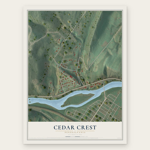 Cedar Crest, Pennsylvania map print, the full design