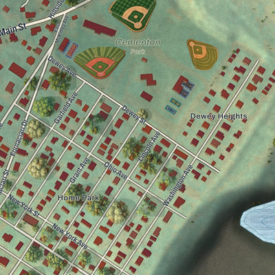 Close-up of the map of Cementon, Pennsylvania print showing street and building detail