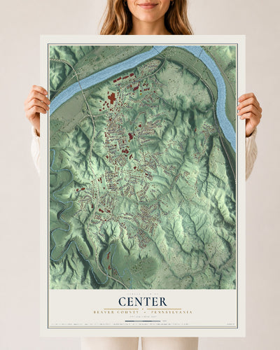 Map of Center, Beaver County, Pennsylvania, 24 x 36 inch unframed archival matte print