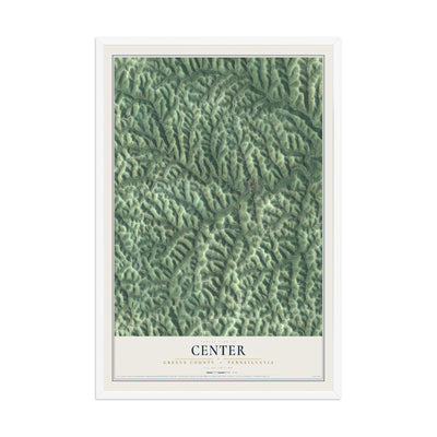 Map of Center, Greene County, Pennsylvania, 12 x 18 inch print in a white wood frame