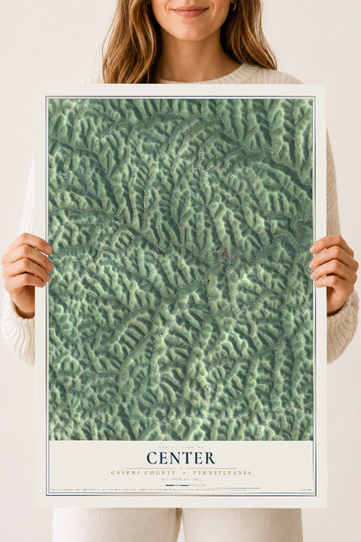 Map of Center, Greene County, Pennsylvania, 18 x 24 inch unframed archival matte print