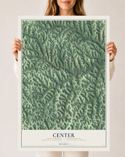 Map of Center, Greene County, Pennsylvania, 24 x 36 inch unframed archival matte print