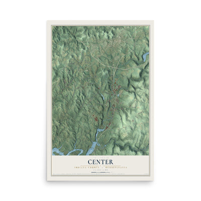 Map of Center, Indiana County, Pennsylvania, 12 x 18 inch unframed archival matte print