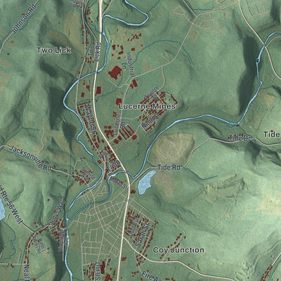 Second close-up of the map of Center, Indiana County, Pennsylvania print showing more streets and buildings
