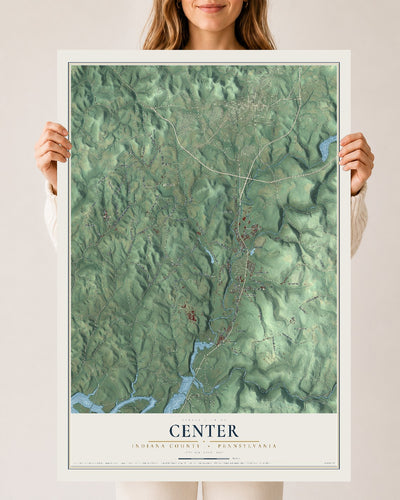 Map of Center, Indiana County, Pennsylvania, 24 x 36 inch unframed archival matte print