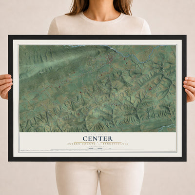 Map of Center, Snyder County, Pennsylvania, 18 x 24 inch print in a black wood frame