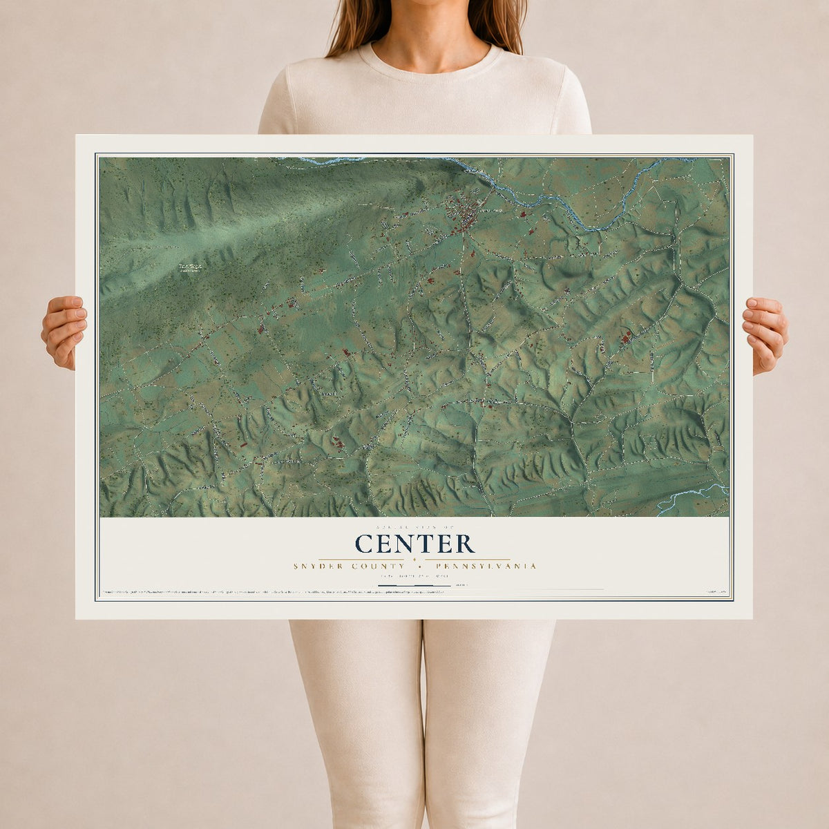 Map of Center, Snyder County, Pennsylvania, 24 x 36 inch unframed archival matte print