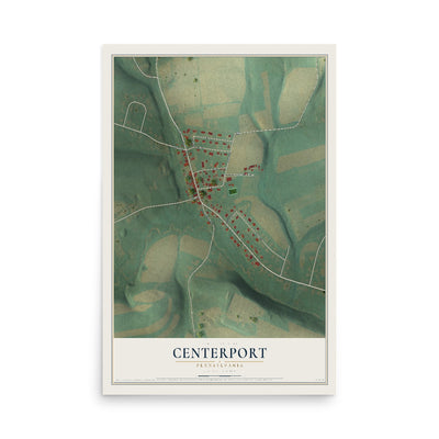 Map of Centerport, Pennsylvania, 12 x 18 inch unframed archival matte print