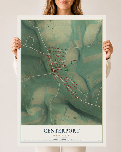 Map of Centerport, Pennsylvania, 24 x 36 inch unframed archival matte print