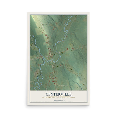 Map of Centerville, Crawford County, Pennsylvania, 12 x 18 inch unframed archival matte print