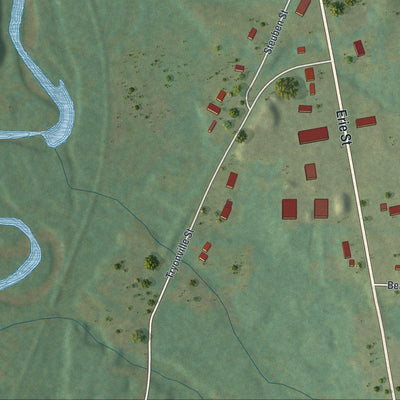 Second close-up of the map of Centerville, Crawford County, Pennsylvania print showing more streets and buildings