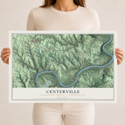 Map of Centerville, Washington County, Pennsylvania, 12 x 18 inch unframed archival matte print