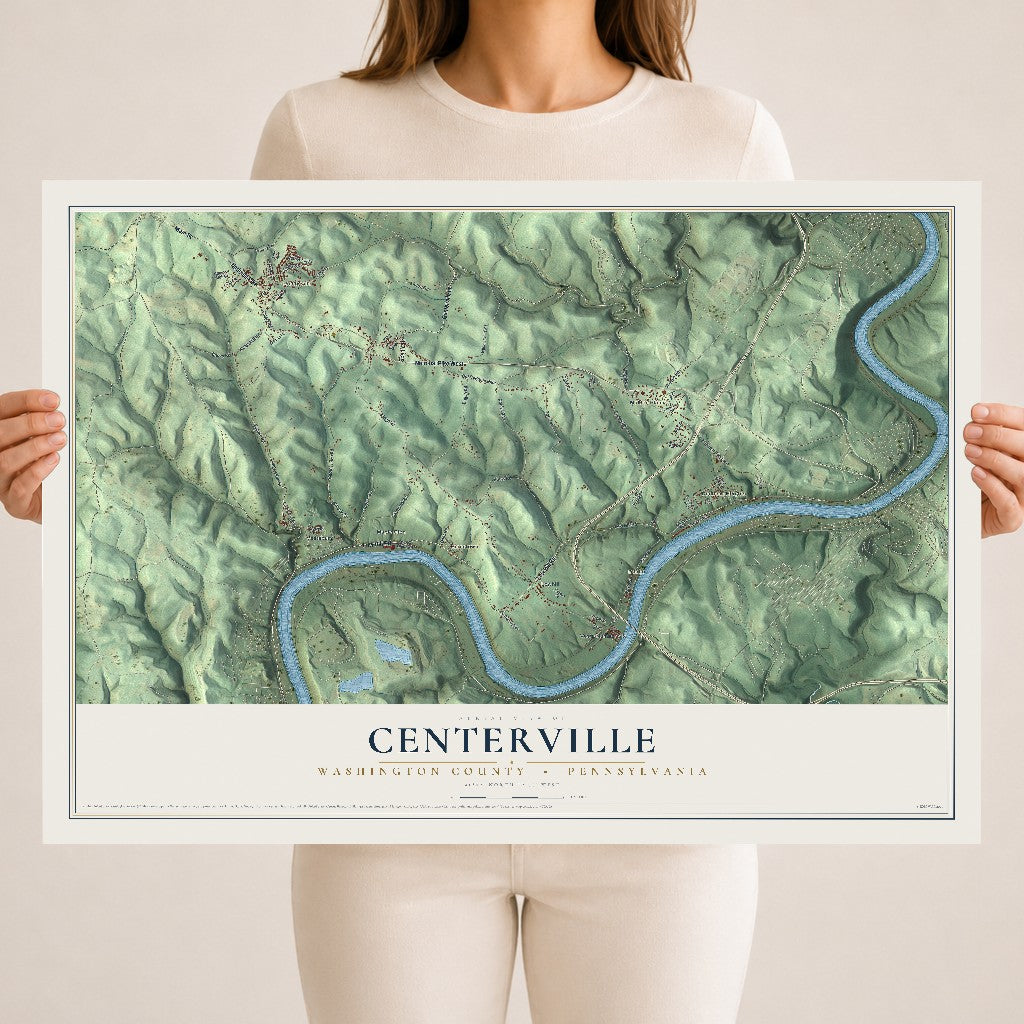 Map of Centerville, Washington County, Pennsylvania, 18 x 24 inch unframed archival matte print
