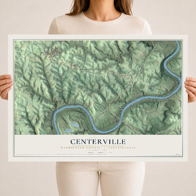 Map of Centerville, Washington County, Pennsylvania, 18 x 24 inch unframed archival matte print