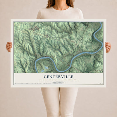 Map of Centerville, Washington County, Pennsylvania, 24 x 36 inch unframed archival matte print