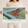Map of Central Business District, Pennsylvania, 12 x 18 inch unframed archival matte print