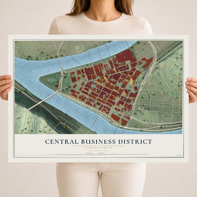 Map of Central Business District, Pennsylvania, 18 x 24 inch unframed archival matte print