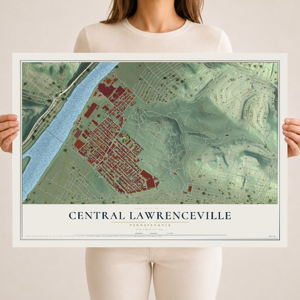 Map of Central Lawrenceville, Pennsylvania, 18 x 24 inch unframed archival matte print