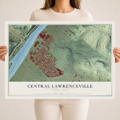 Map of Central Lawrenceville, Pennsylvania, 18 x 24 inch unframed archival matte print