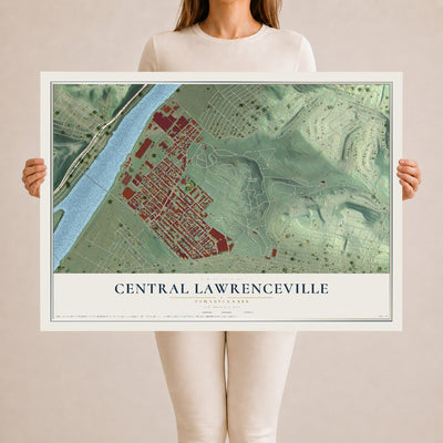 Map of Central Lawrenceville, Pennsylvania, 24 x 36 inch unframed archival matte print