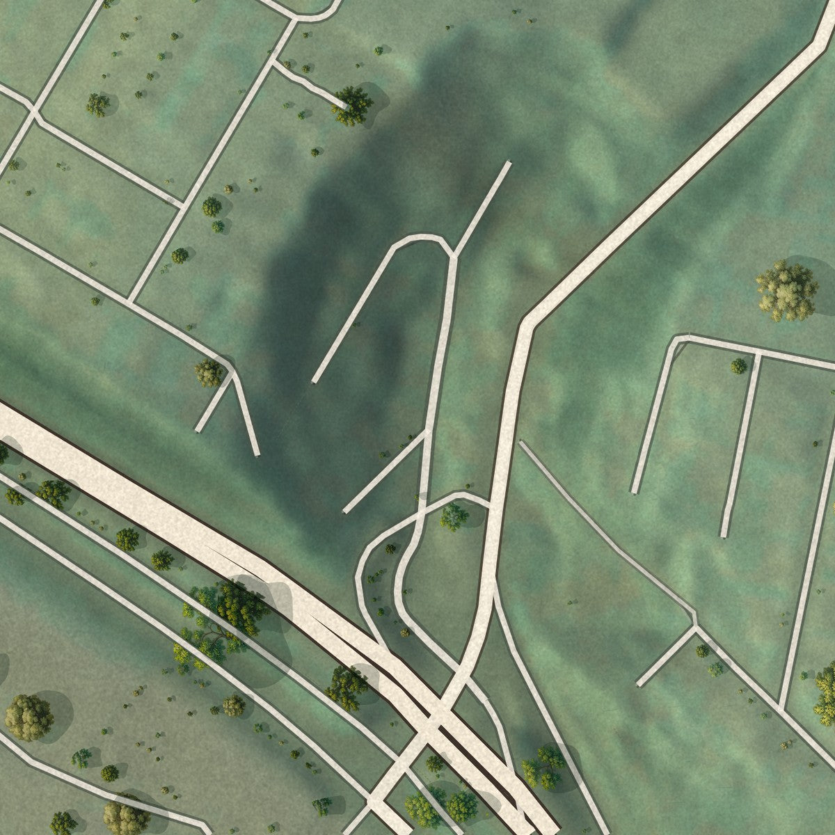 Second close-up of the map of Central Oakland, Pennsylvania print showing more streets and buildings