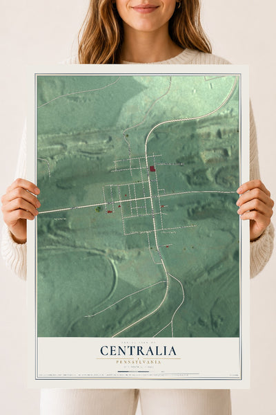 Map of Centralia, Pennsylvania, 18 x 24 inch unframed archival matte print