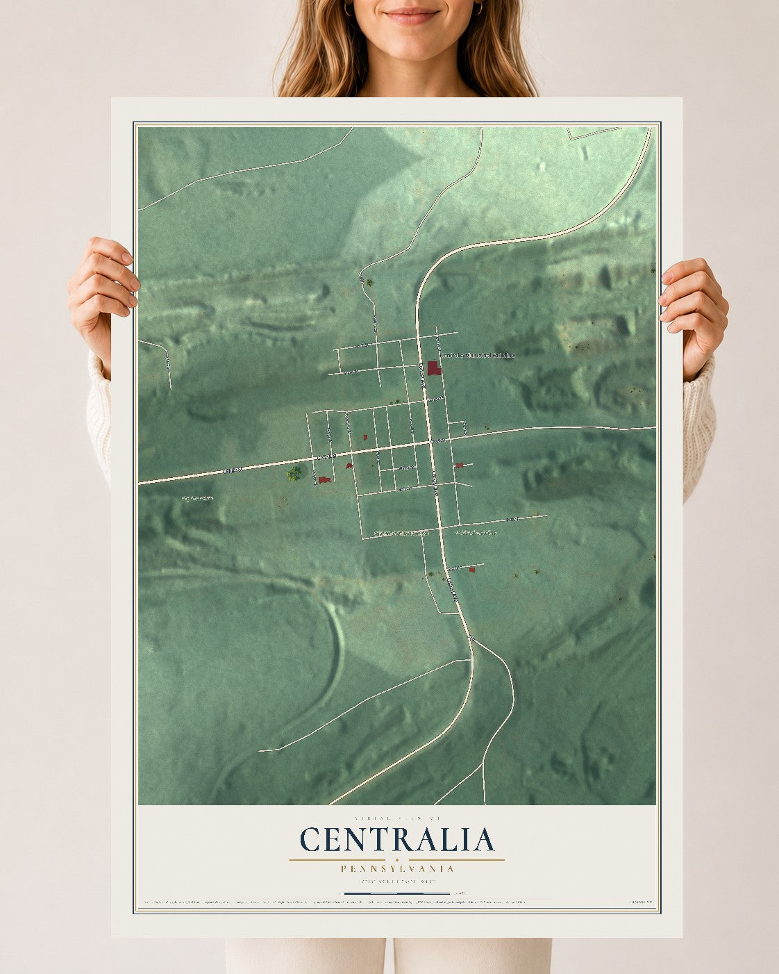 Map of Centralia, Pennsylvania, 24 x 36 inch unframed archival matte print