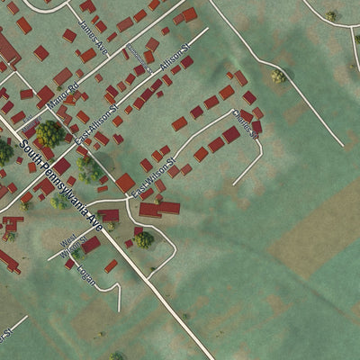 Second close-up of the map of Centre Hall, Pennsylvania print showing more streets and buildings