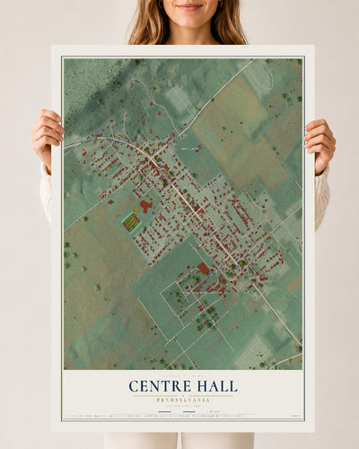 Map of Centre Hall, Pennsylvania, 24 x 36 inch unframed archival matte print