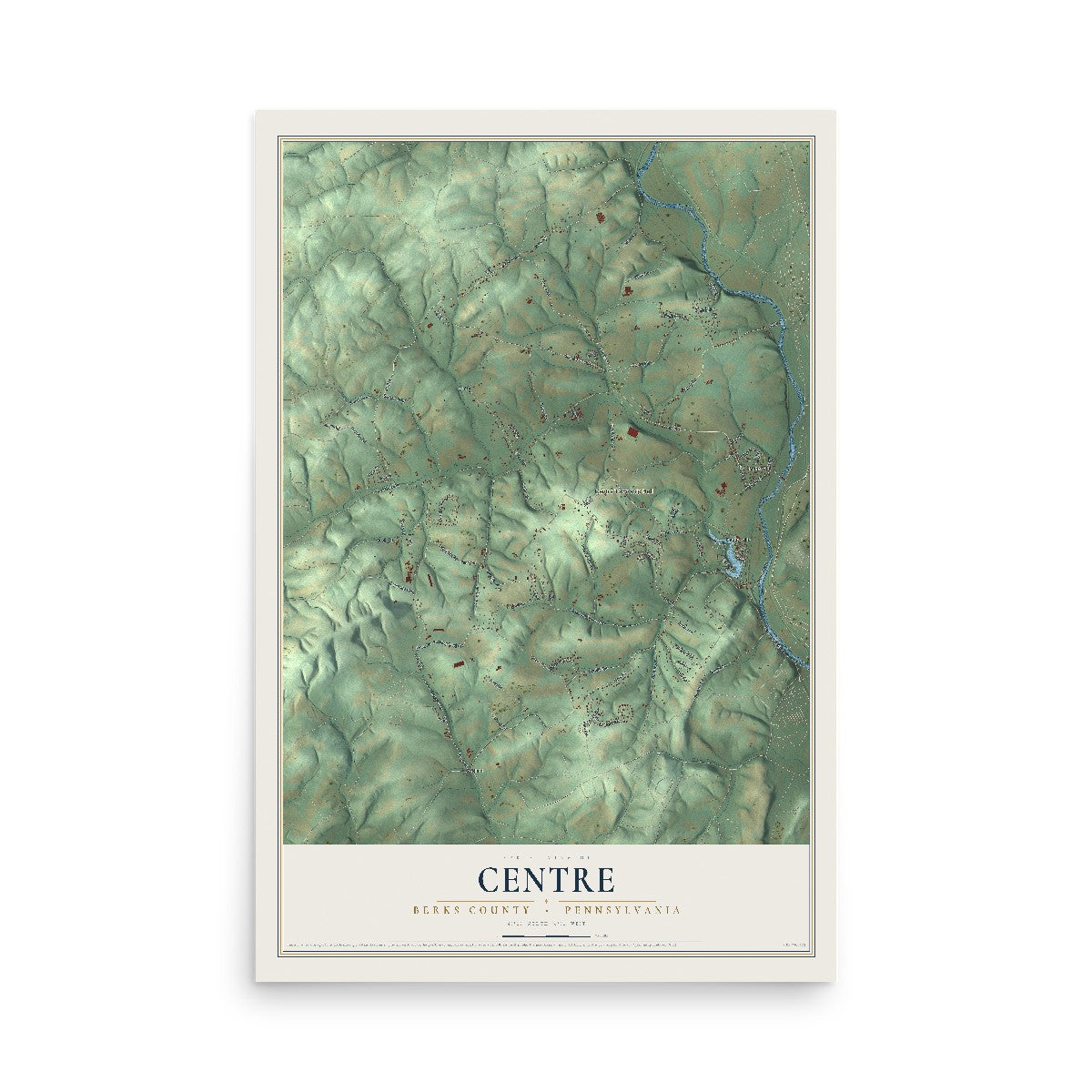Map of Centre, Berks County, Pennsylvania, 12 x 18 inch unframed archival matte print