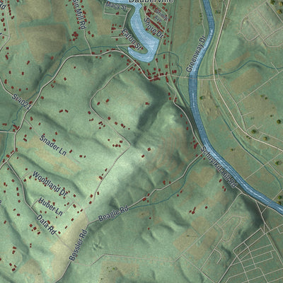 Close-up of the map of Centre, Berks County, Pennsylvania print showing street and building detail