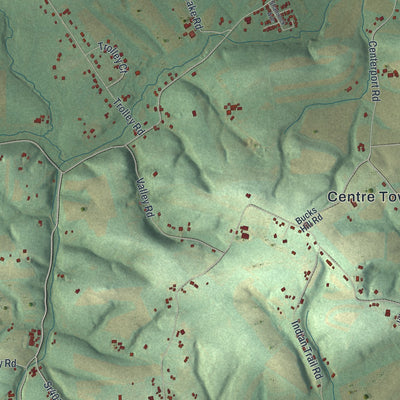 Second close-up of the map of Centre, Berks County, Pennsylvania print showing more streets and buildings