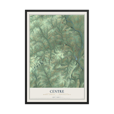 Map of Centre, Berks County, Pennsylvania, 12 x 18 inch print in a black wood frame