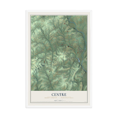 Map of Centre, Berks County, Pennsylvania, 12 x 18 inch print in a white wood frame