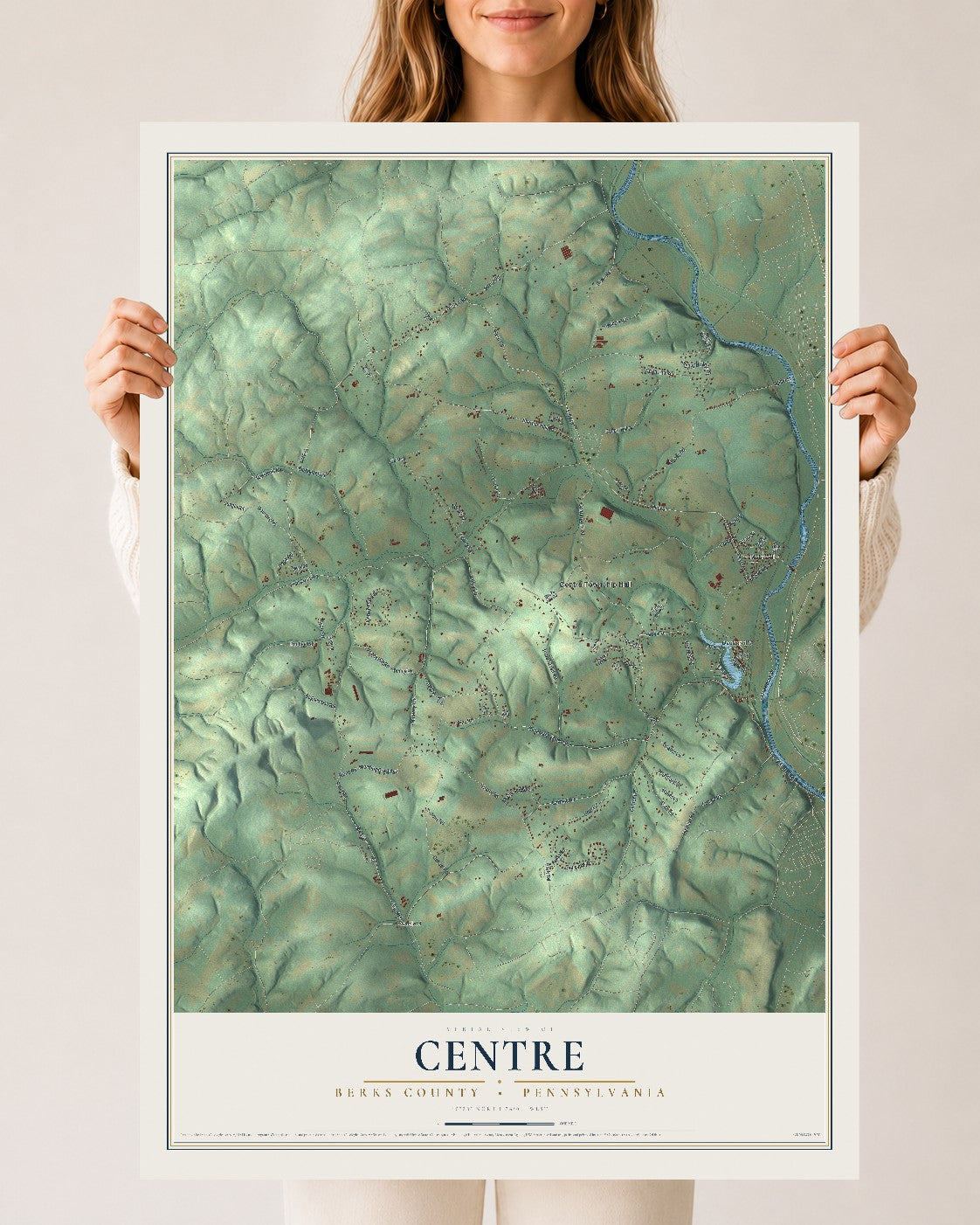Map of Centre, Berks County, Pennsylvania, 24 x 36 inch unframed archival matte print