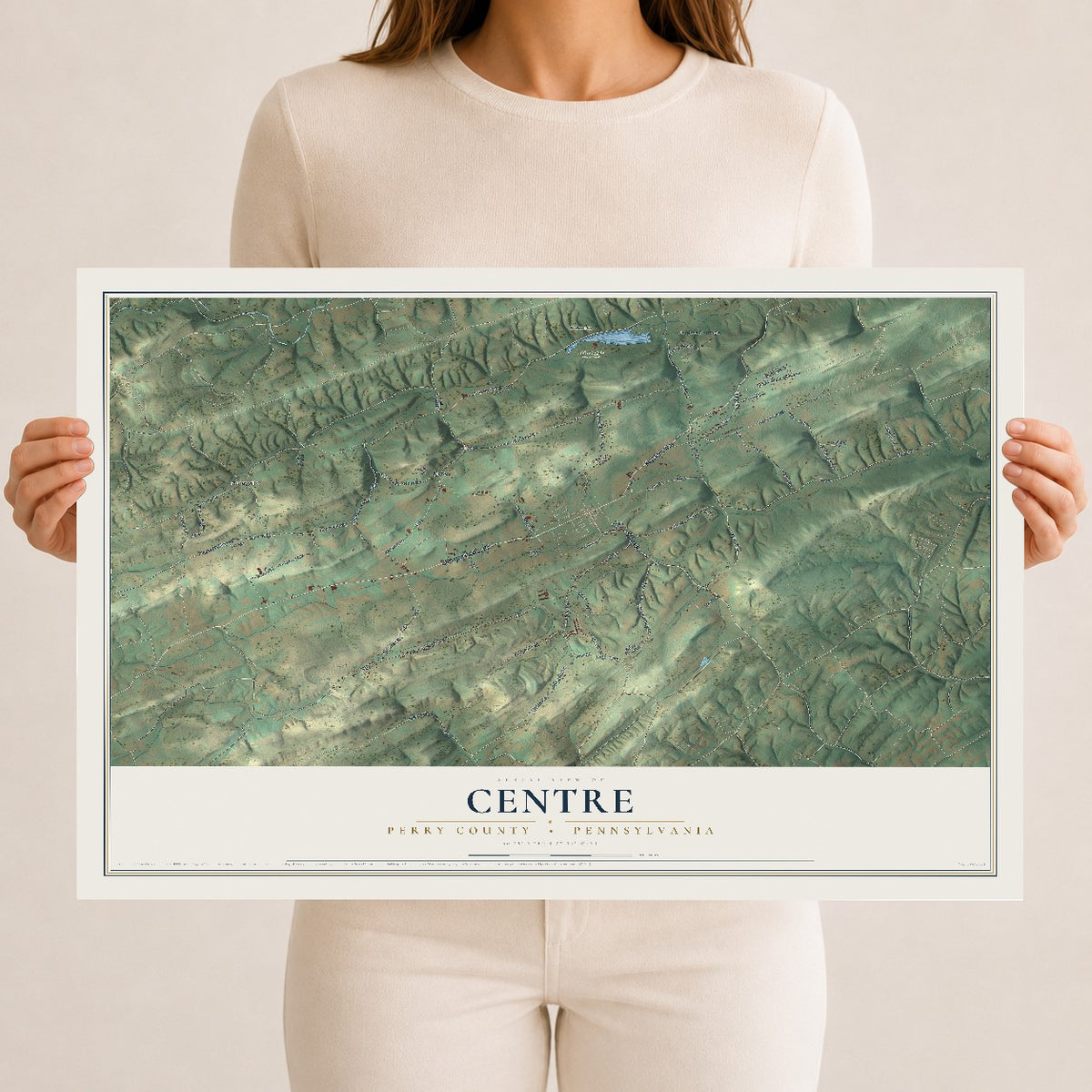 Map of Centre, Perry County, Pennsylvania, 12 x 18 inch unframed archival matte print